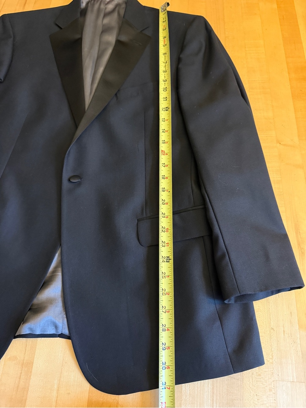 NEW* Hart Schaffner Marx Tuxedo 44R Blazer 37/29 Pants Black Satin Stripe Suit - Picture 10 of 16